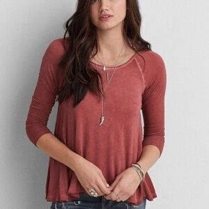 American Eagle Soft and Sexy Cross Back Long Sleeve Shirt